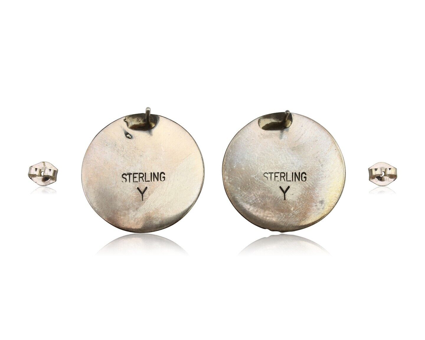 Navajo Earrings 925 Silver Handmade Native American Artist Signed Yazzie C.80's