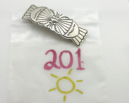 Navajo Hair Clip Barrette .925 Silver Hand Stamped Artist Signed Harold Tom C80s