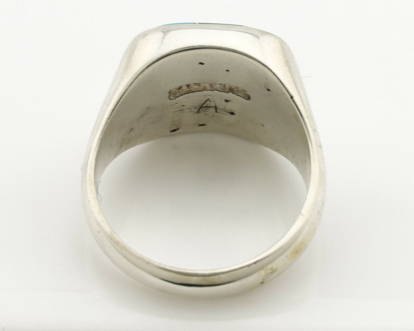 Navajo Inlaid Ring .925 Silver Gemstone Artist Native American C.1980's