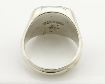 Navajo Inlaid Ring .925 Silver Gemstone Artist Native American C.1980's
