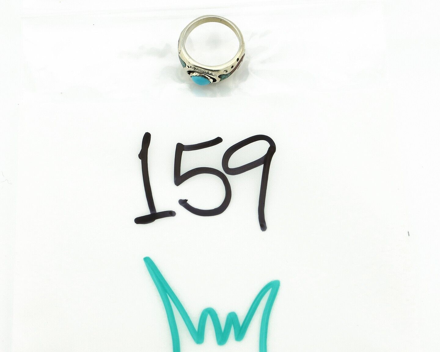 Navajo Handmade Ring 925 Silver Blue Turquoise & Coral Native American C.80's
