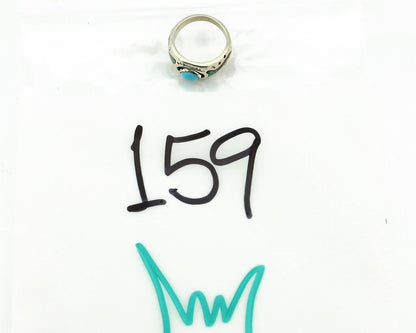 Navajo Handmade Ring 925 Silver Blue Turquoise & Coral Native American C.80's