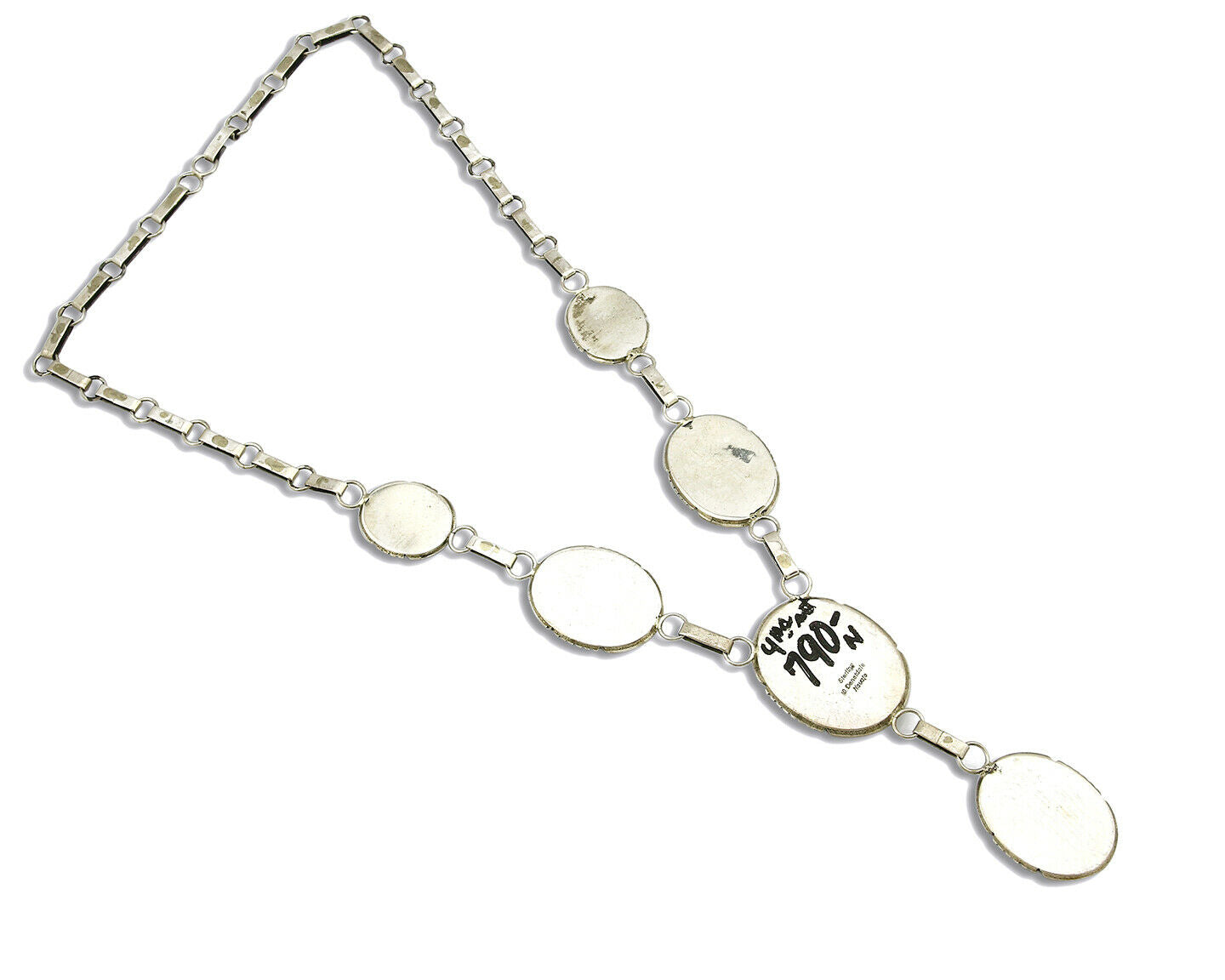 Women's Navajo Necklace Onyx .925 Silver Signed Denetdale