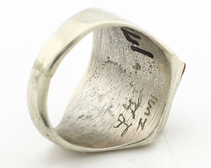Zuni Ring .925 Silver Inlaid Gemstones Handmade Signed Artist LGL C.80's