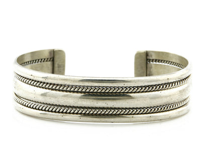 Navajo Bracelet .925 Silver Handmade Hand Stamped Signed Artist TAHE Circa 1980s