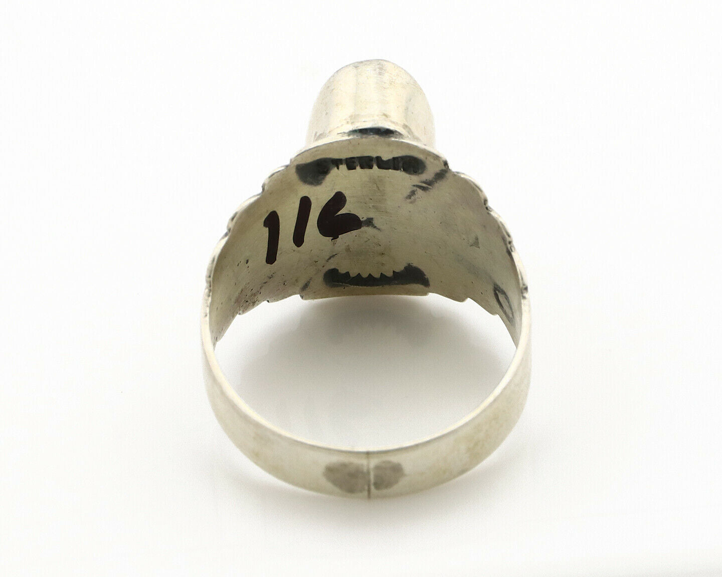 Navajo Ring .925 Silver Kingman Turquoise Artist Signed Apache C.80's