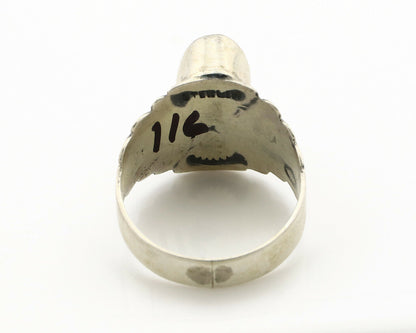 Navajo Ring .925 Silver Kingman Turquoise Artist Signed Apache C.80's