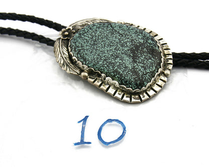 Navajo Turquoise Bolo Tie .925 Silver Spiderweb Turquoise Artist Signed Montoya