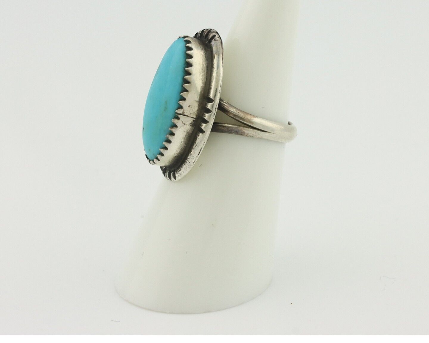 Navajo Ring .925 Silver Natural Blue Turquoise Native American Artist C.80's