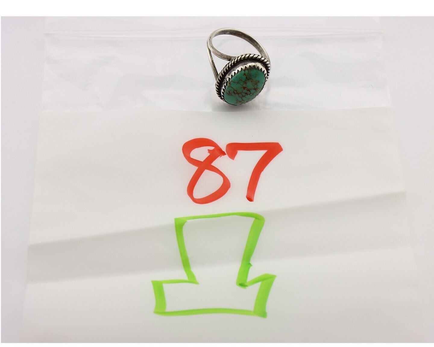 Navajo Handmade Ring 925 Silver Kingman Turquoise Artist Signed MC C.80's