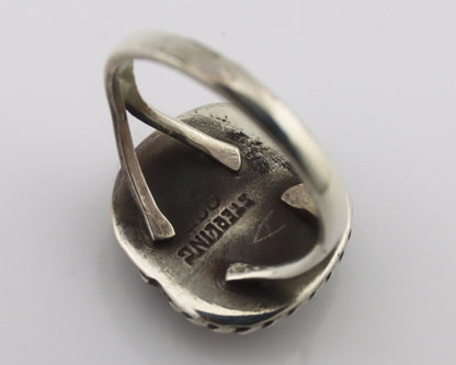Navajo Handmade Ring 925 Silver Kingman Turquoise Native Artist C.80's