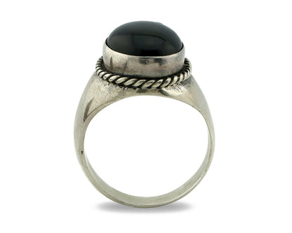 Navajo Ring .925 Silver Handmade Black Onyx Native American Artist C.80's