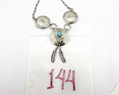 Navajo Necklace .925 Silver Sleeping Beauty Turquoise Signed A Payton C.80's