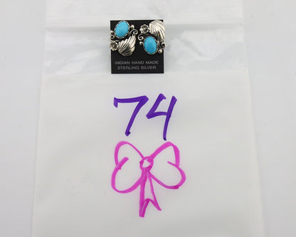 Navajo Earrings 925 Silver Sleeping Beauty Turquoise Native American C.80's