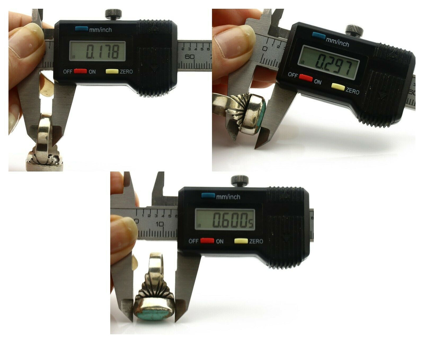 Navajo Ring .925 Silver Kingman Turquoise Artist Signed Apache C.80's