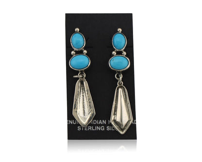Navajo Earrings 925 Silver Natural Blue Turquoise Native American Earrings C80's