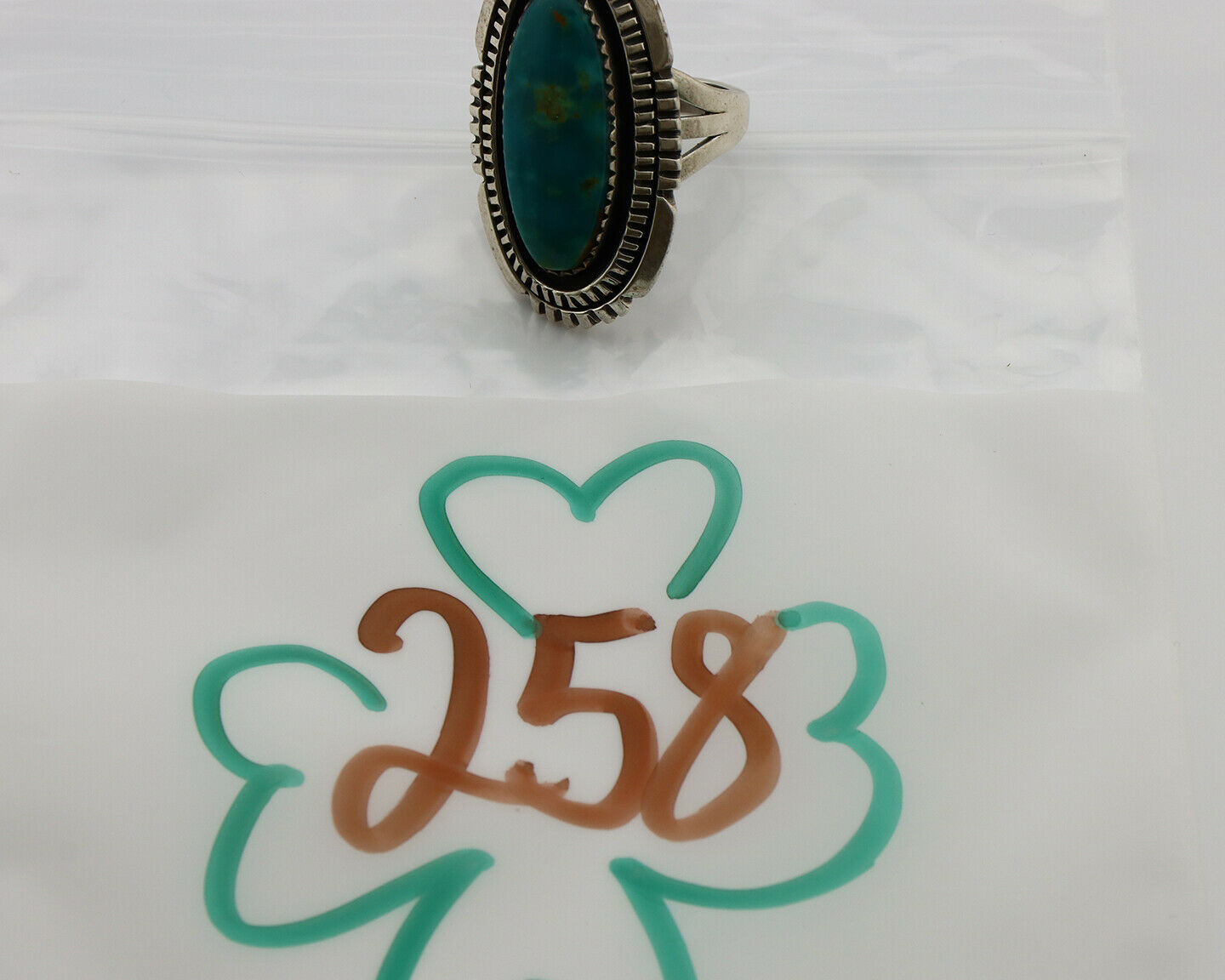 Navajo Ring .925 Silver Nevada Turquoise Native American Artist C.1980's