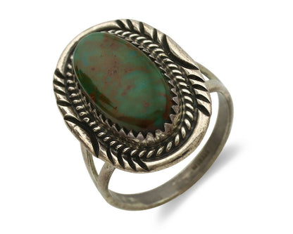Navajo Ring .925 Silver Kingman Turquoise Signed M Begay C.1980's