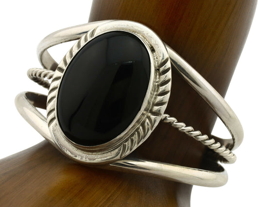 Navajo Bracelet .925 Silver Black Onyx Artist Native American C.90's