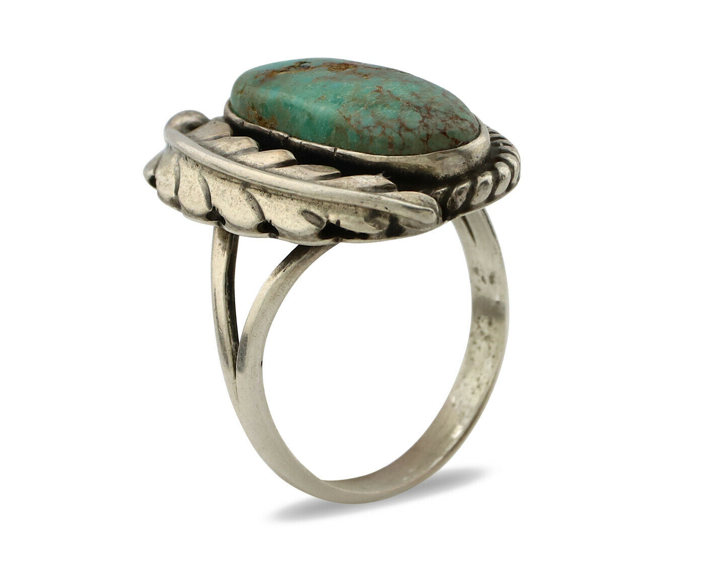 Navajo Ring .925 Silver Arizona Turquoise Signed Apache Manufacturing C80s