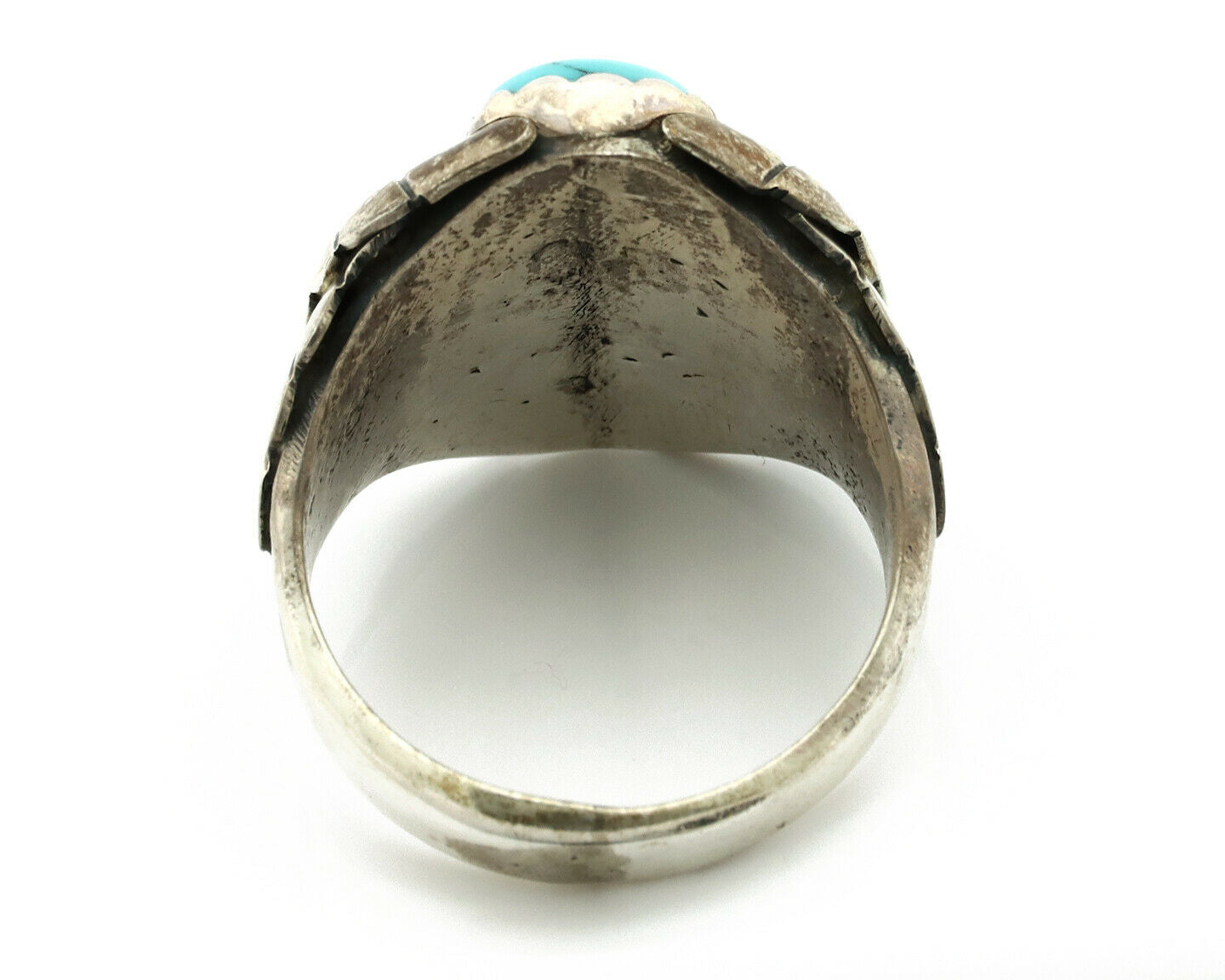 Navajo Ring .925 Silver Blue Turquoise Native American Artist C.80's