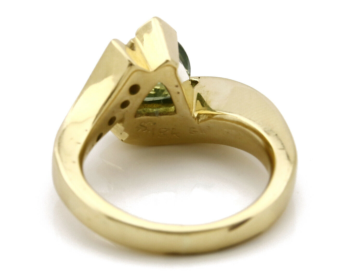 Women's Peridot Diamond Ring 18k SOLID Gold Engagement 2.6 tcw Size 5.5