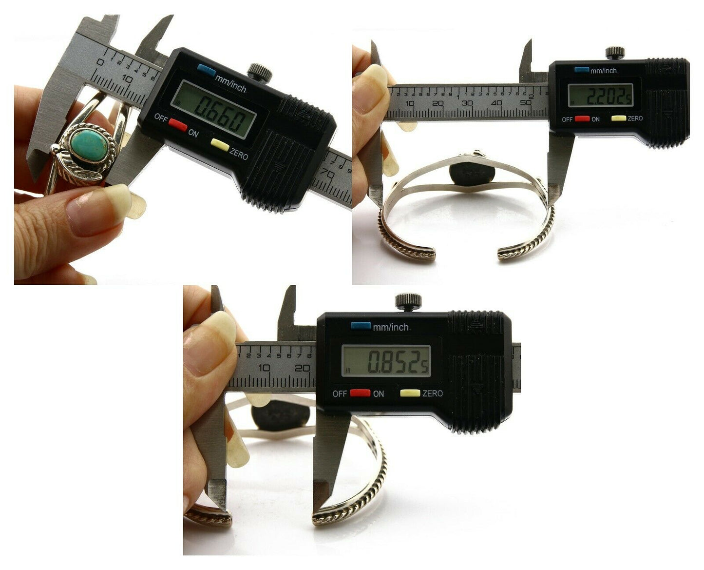 Navajo Bracelet .925 Silver Turquoise Mountain Signed Calvin Peterson C.80's