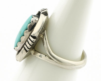 Navajo Ring .925 Silver Kingman Turquoise Handmade Native American Artist C.80's