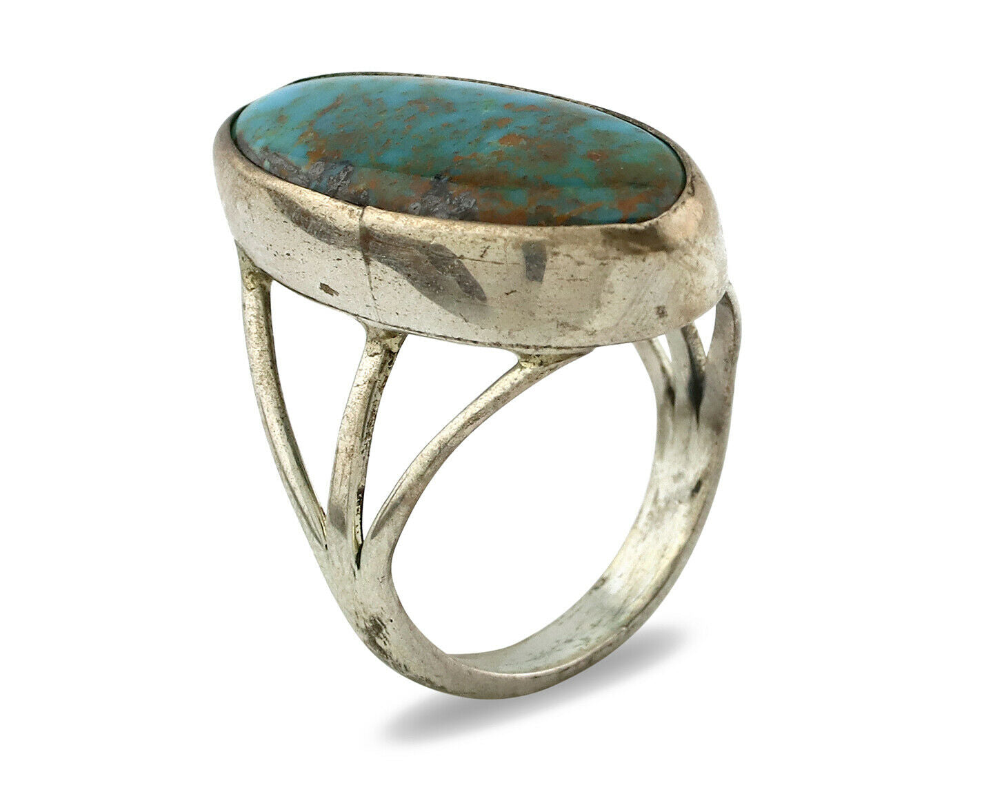 Navajo Ring .925 Silver Nevada Turquoise Native American Artist C.80's