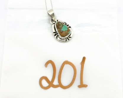 Navajo Necklace .925 Silver Kingman Turquoise Signed Gecko C.1980's