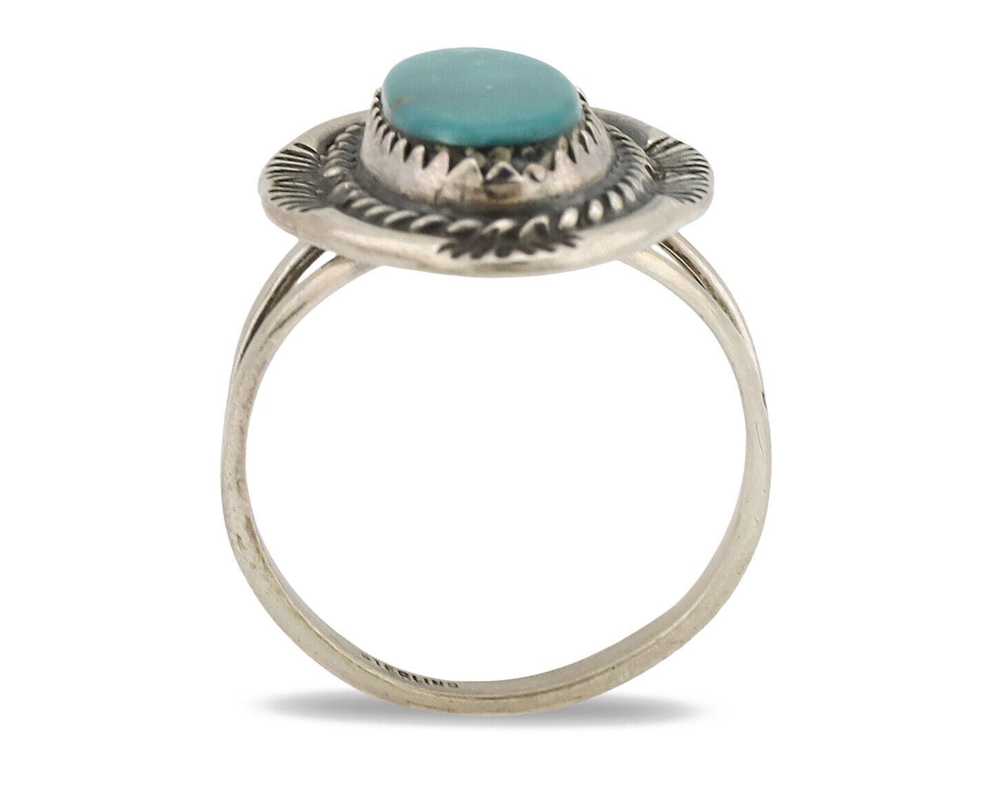 Navajo Ring .925 Silver Turquoise Mountain Native American Artist C.1980's