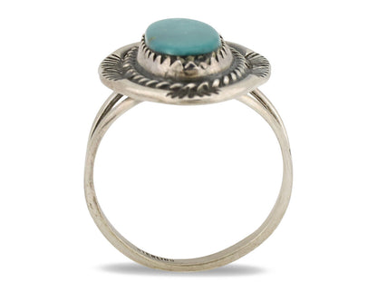 Navajo Ring .925 Silver Turquoise Mountain Native American Artist C.1980's