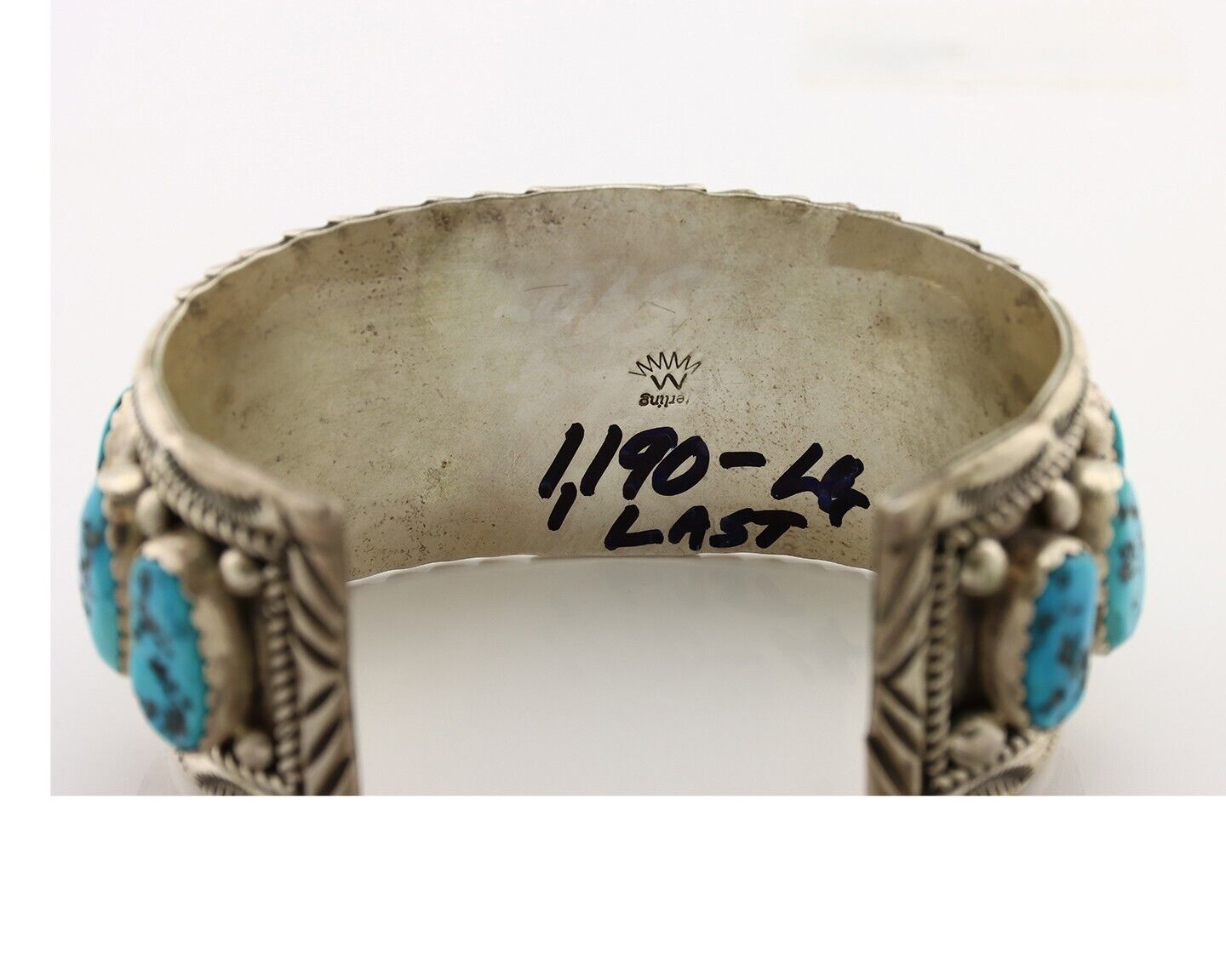 Navajo Link Bracelet .925 Silver Sleeping Beauty Turquoise Native Artist C.80's