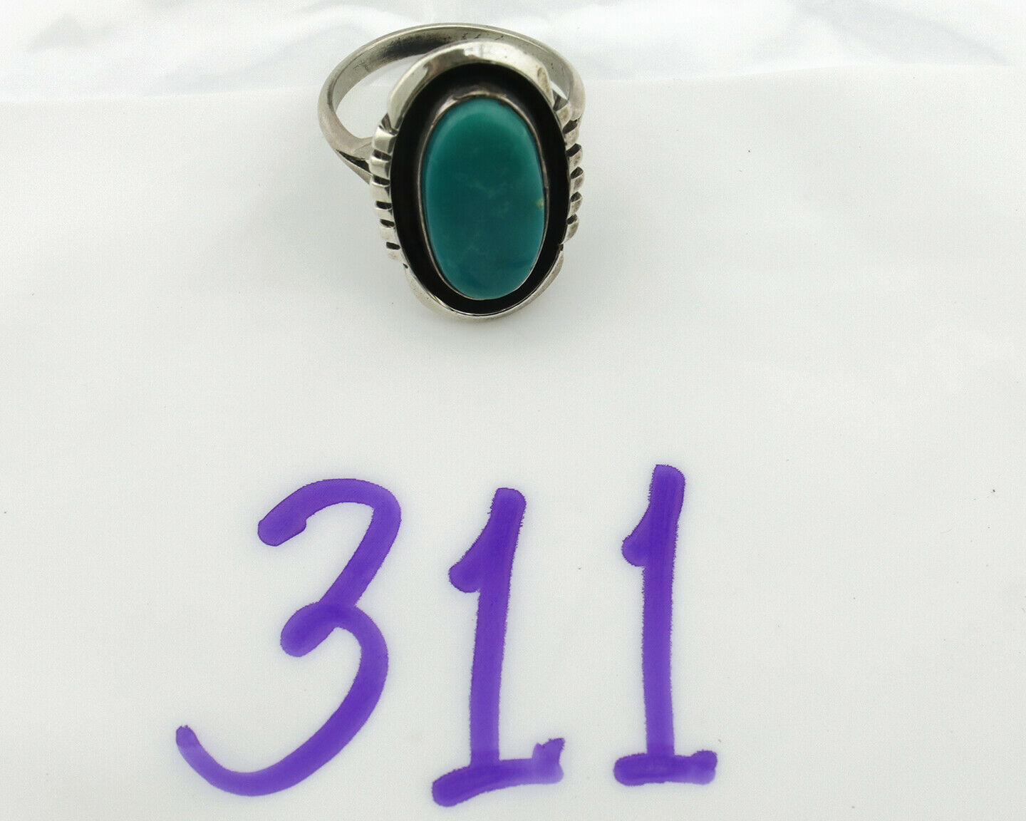 Navajo Ring .925 Silver Blue Turquoise Native American Artist Handmade C.80's