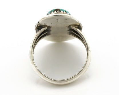 Navajo Ring .925 Silver Blue Gem Turquoise Artist Signed USA C.80's