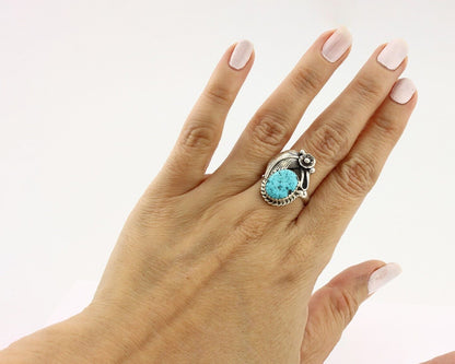 Navajo Ring 925 Silver Natural Blue Turquoise Native American Artist C.80's
