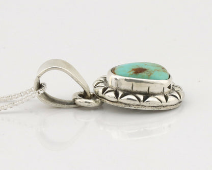 Navajo Necklace .925 Silver Kingman Turquoise Signed Gecko C.1980's