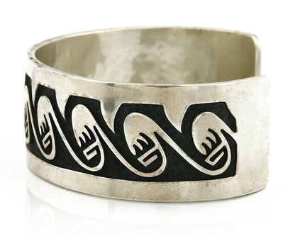 Hopi Bracelet .925 Silver Handmade Overlay Pattern Cuff Signed Rain Cloud