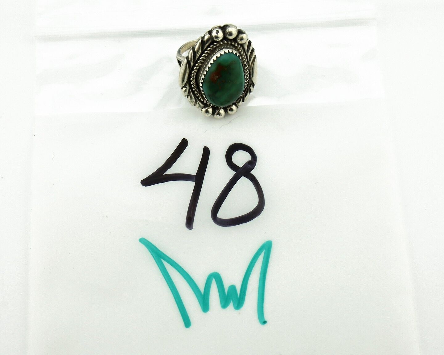Navajo Ring .925 Silver Royston Turquoise Native Artist Signed C.80's