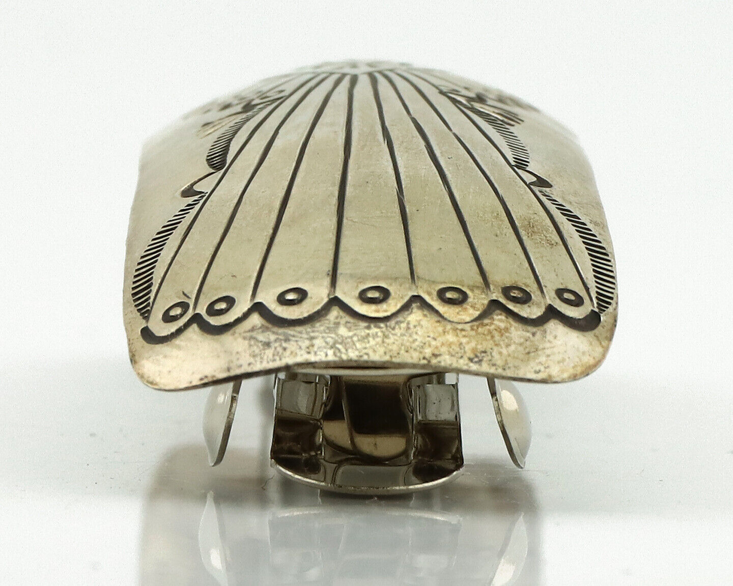 Women's Navajo Hair Clip Barrette .925 Silver Hand Stamped Artist C Montoya C80s