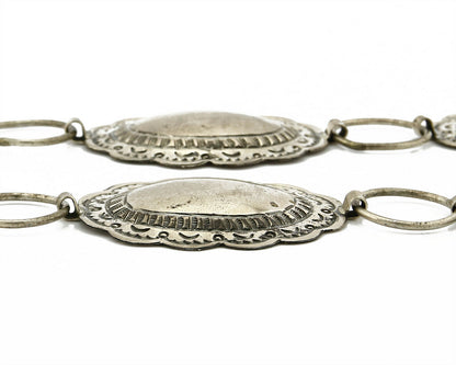 C.1980's Navajo Signed Marcella James .925 Silver Hand Stamped Concho Belt