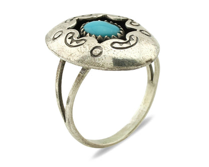 Navajo Ring .925 Silver Sleeping Beauty Turquoise Signed CP C.80's