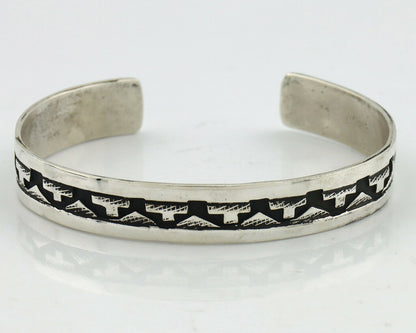 Navajo Bracelet .925 Silver Handmade Overlay Style Signed Tommy Billy Cuff C80s