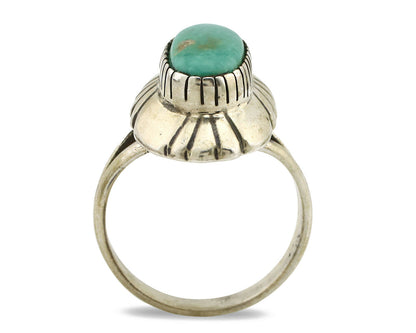 Navajo Ring .925 Silver Green Turquoise Artist Signed M Montoya C.80's