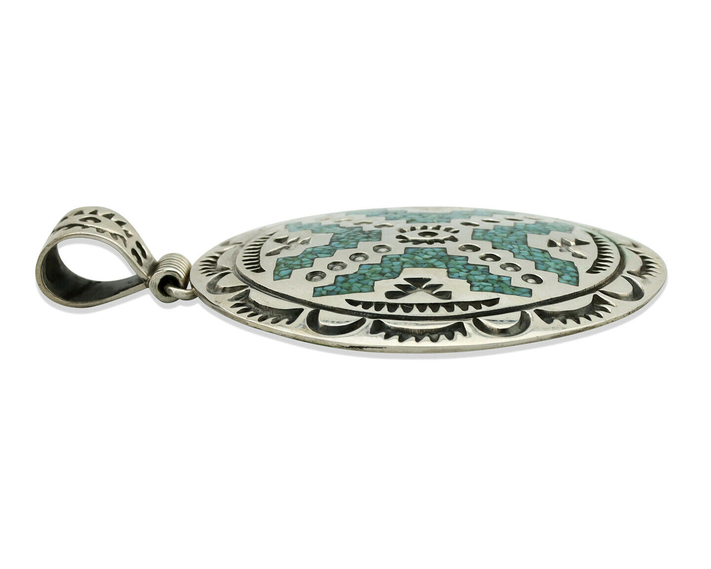 Navajo Necklace .925 Silver Kingman Turquoise Stanley Bain C.80's
