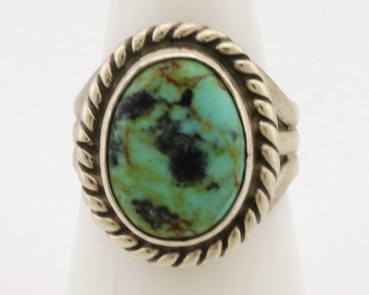Navajo Ring .925 Silver Natural Kingman Turquoise Native American Artist C.1980s
