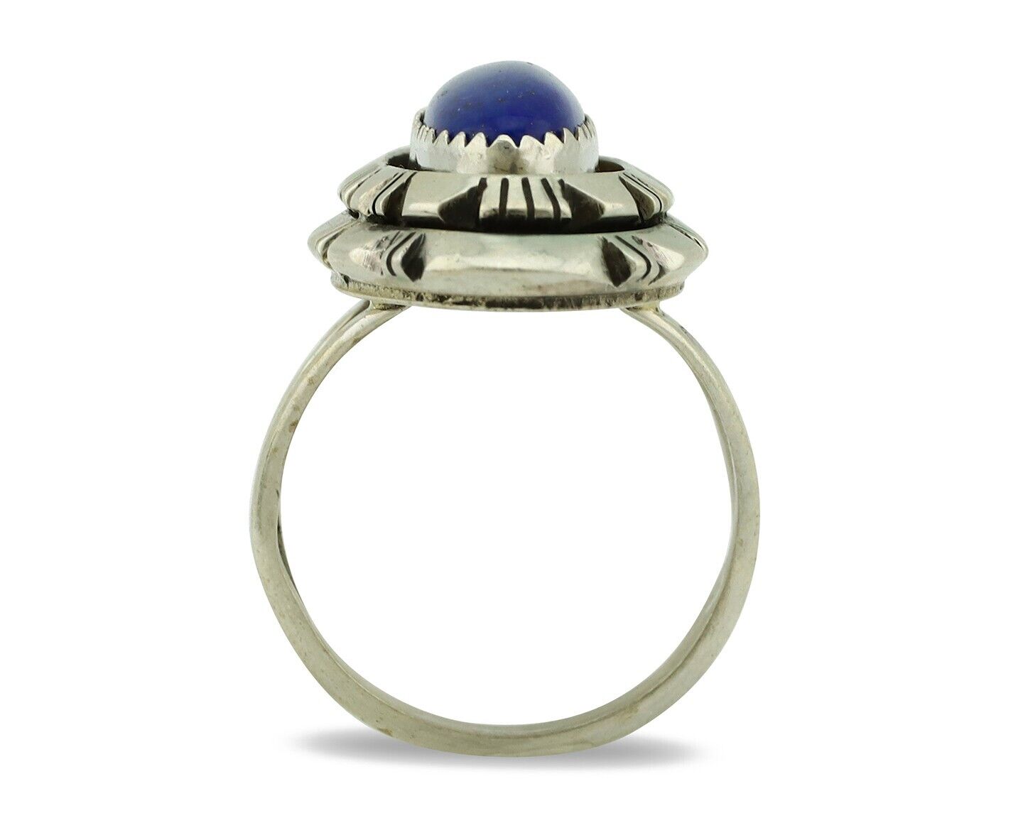 Navajo Handmade Ring 925 Silver Natural Lapis Lazuli Artist Signed RMJ C.80's