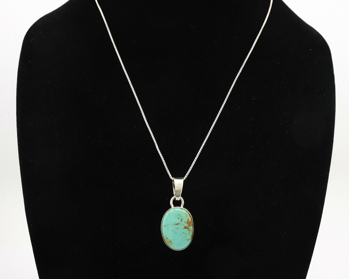 Navajo Necklace .925 Silver Kingman Turquoise Signed Gecko C.80's