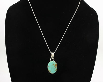 Navajo Necklace .925 Silver Kingman Turquoise Signed Gecko C.80's