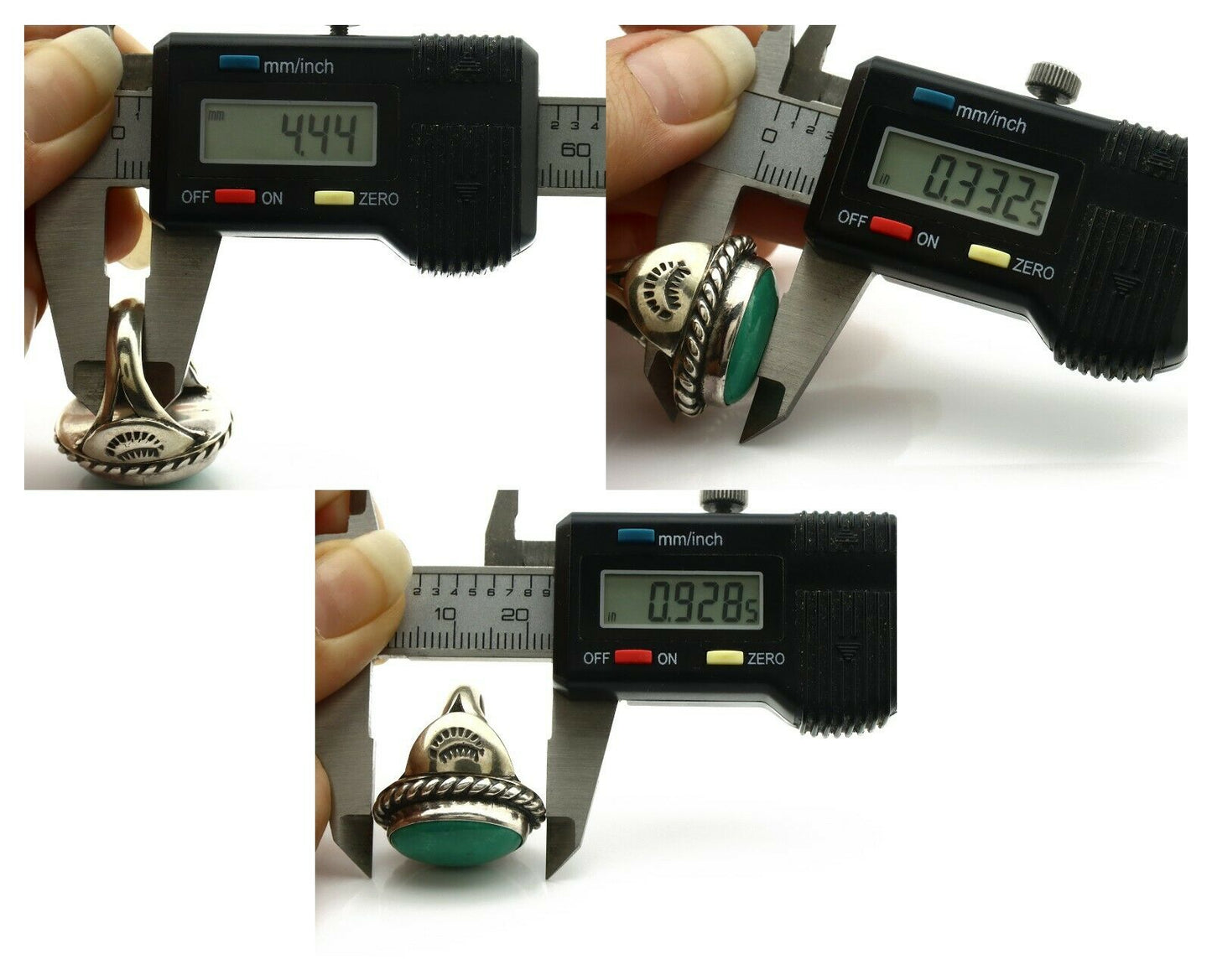 Navajo Ring .925 Silver Blue Green Southwest Turquoise Native Artist C.80's